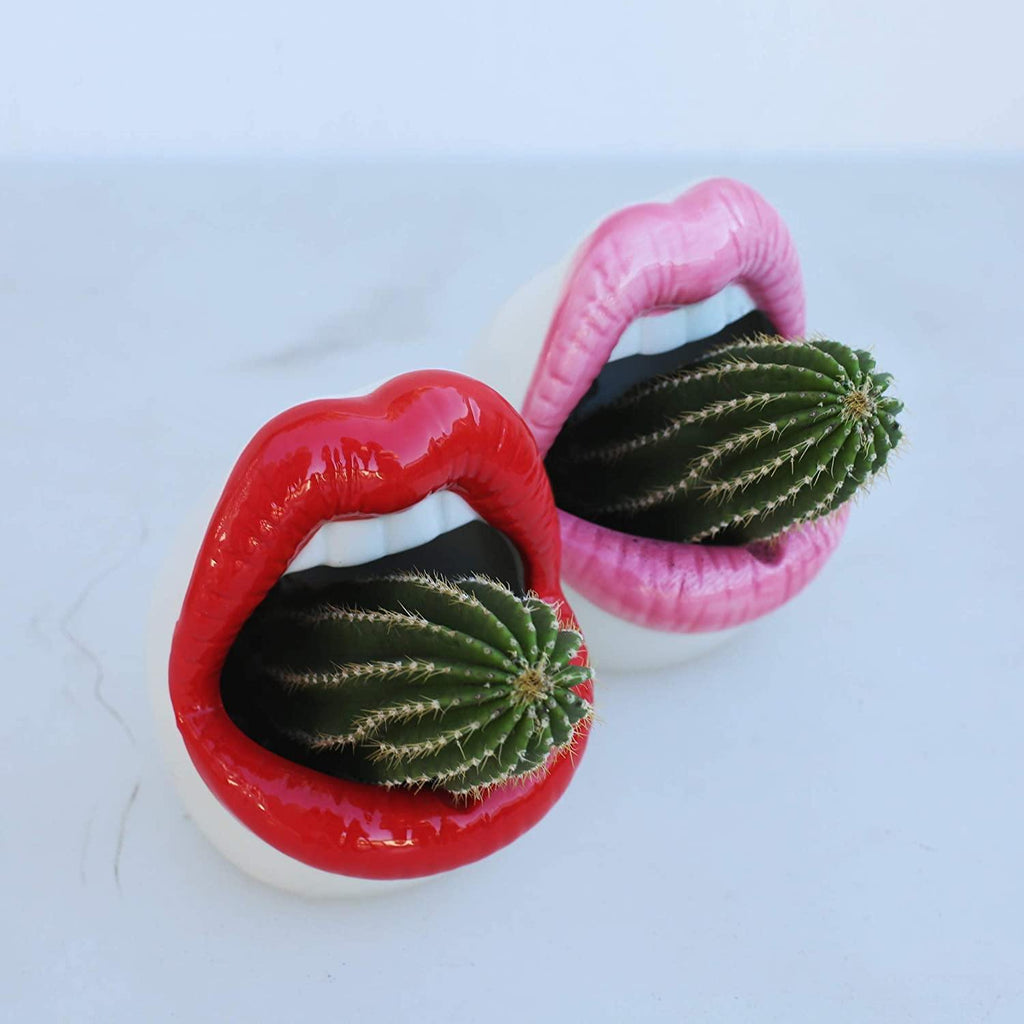 Smooch Lips Ceramic Planter