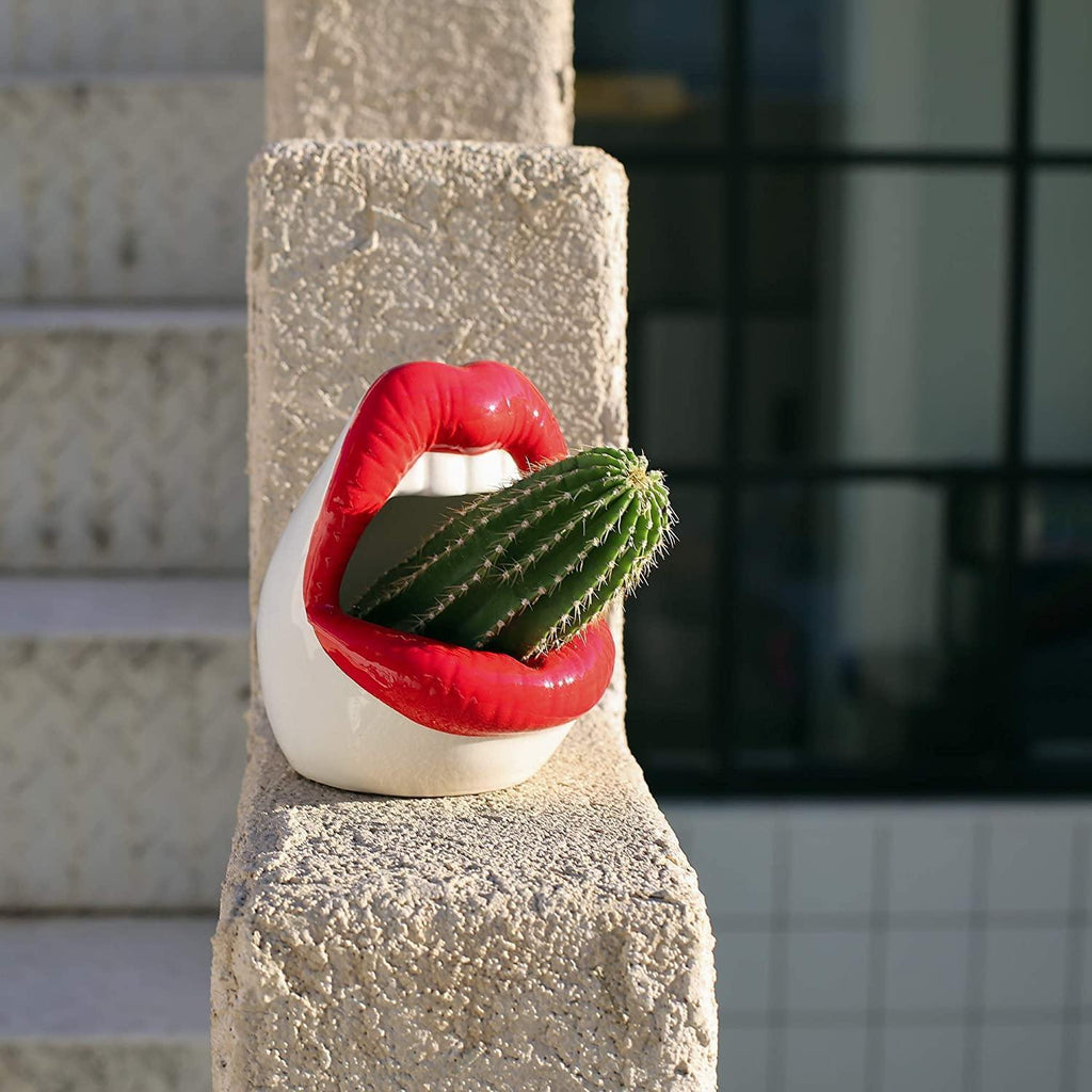 Smooch Lips Ceramic Planter